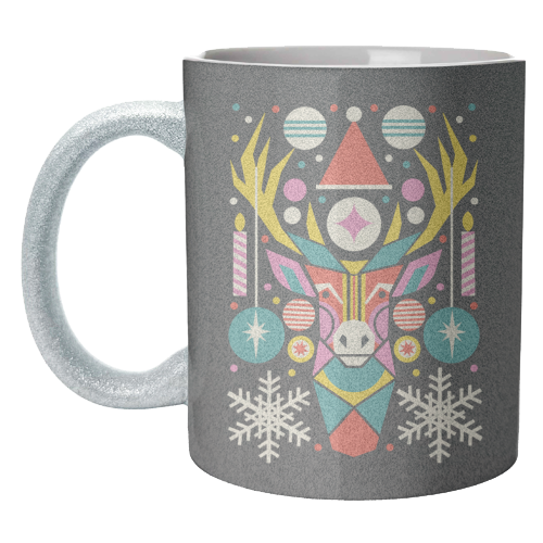Reindeer Geometric Bold Christmas Graphic Design - unique mug by AbiGoLucky