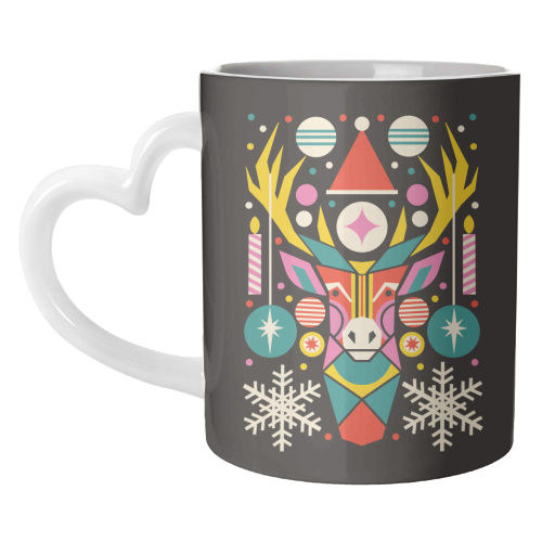 Reindeer Geometric Bold Christmas Graphic Design - unique mug by AbiGoLucky