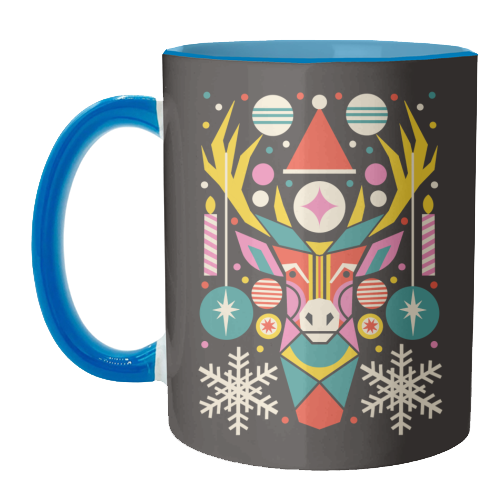 Reindeer Geometric Bold Christmas Graphic Design - unique mug by AbiGoLucky