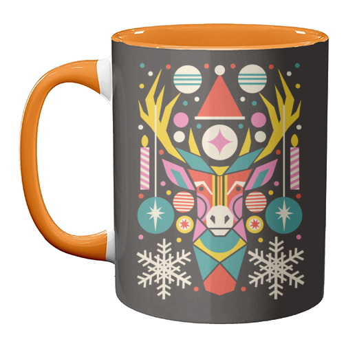 Reindeer Geometric Bold Christmas Graphic Design - unique mug by AbiGoLucky