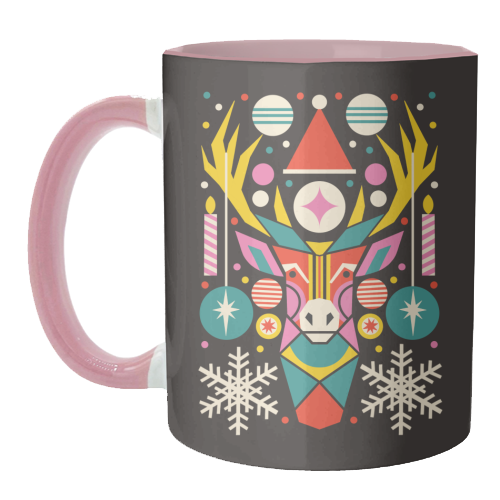 Reindeer Geometric Bold Christmas Graphic Design - unique mug by AbiGoLucky