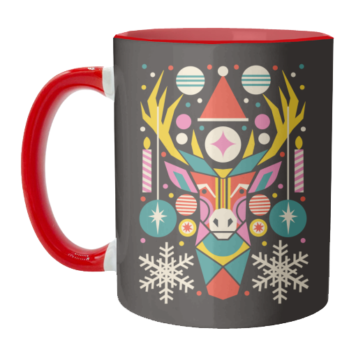 Reindeer Geometric Bold Christmas Graphic Design - unique mug by AbiGoLucky