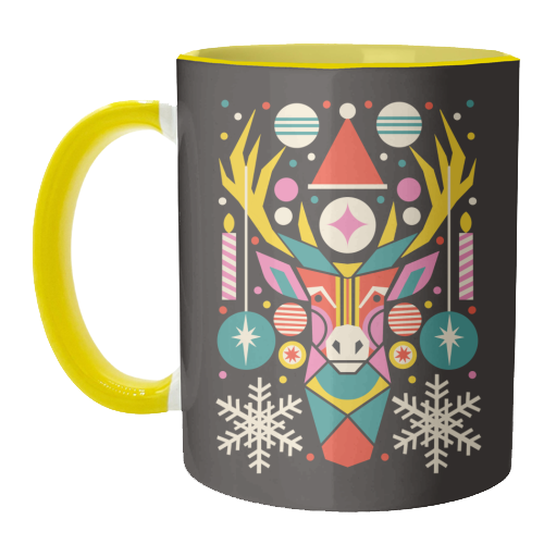 Reindeer Geometric Bold Christmas Graphic Design - unique mug by AbiGoLucky