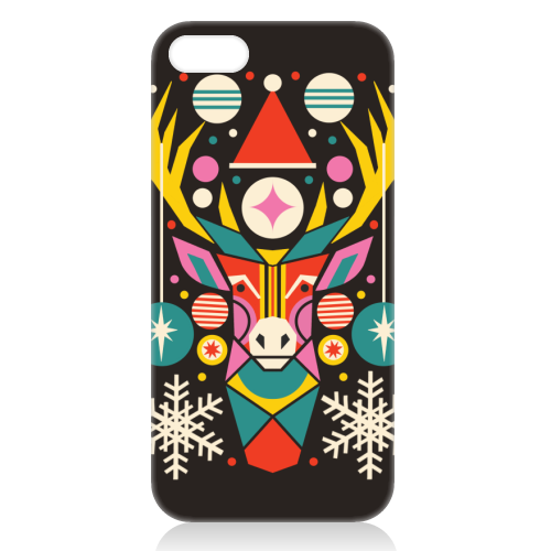 Reindeer Geometric Bold Christmas Graphic Design - unique phone case by AbiGoLucky
