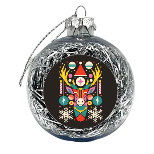 Reindeer Geometric Bold Christmas Graphic Design - xmas bauble by AbiGoLucky