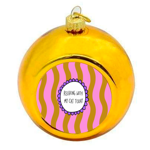 Relaxing With My Cat - colourful christmas bauble by The Paper Tail