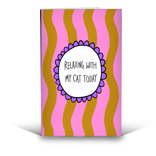 Relaxing With My Cat - funny greeting card by The Paper Tail