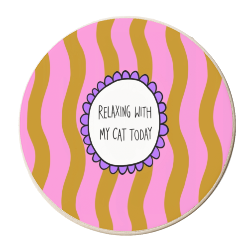 Relaxing With My Cat - personalised beer coaster by The Paper Tail