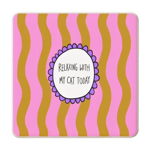 Relaxing With My Cat - personalised beer coaster by The Paper Tail