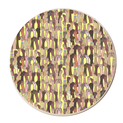 Resist - Yellow - personalised beer coaster by Alice Palazon