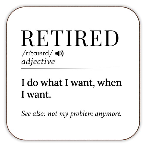 Retired Definition – Funny Retirement Quote - personalised beer coaster by skattia ilie