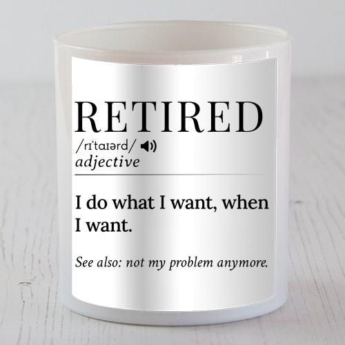 Retired Definition – Funny Retirement Quote - scented candle by skattia ilie