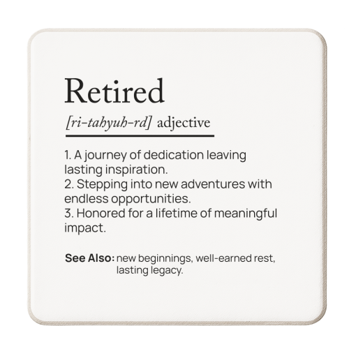 RETIRED DEFINITION - personalised beer coaster by skattia ilie