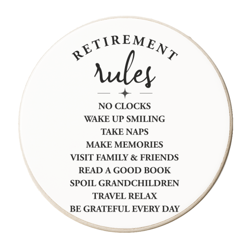 Retirement Rules – Embrace the Joy of a New Chapter - personalised beer coaster by skattia ilie