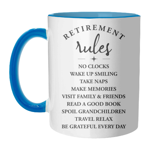 Retirement Rules – Embrace the Joy of a New Chapter - unique mug by skattia ilie