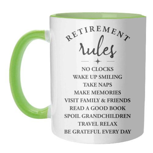 Retirement Rules – Embrace the Joy of a New Chapter - unique mug by skattia ilie