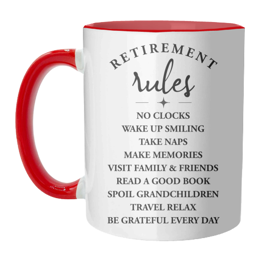 Retirement Rules – Embrace the Joy of a New Chapter - unique mug by skattia ilie