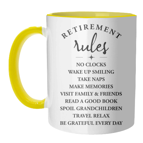Retirement Rules – Embrace the Joy of a New Chapter - unique mug by skattia ilie