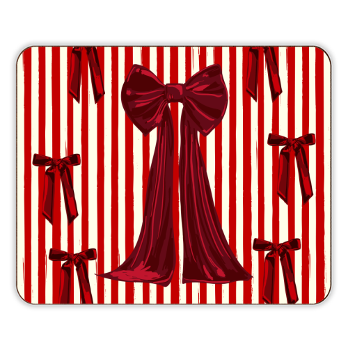 Retro Big Red Bows & Stripes Design - designer placemat by EZbie