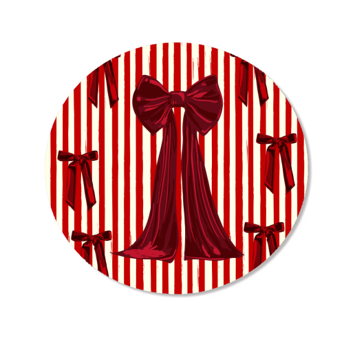 Retro Big Red Bows & Stripes Design - Magnet by EZbie