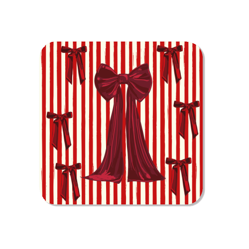 Retro Big Red Bows & Stripes Design - Magnet by EZbie