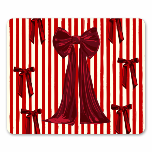 Retro Big Red Bows & Stripes Design - mouse mat by EZbie