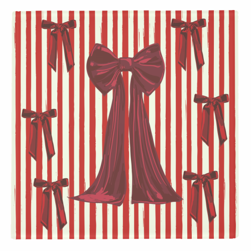 Retro Big Red Bows & Stripes Design - personalised beer coaster by EZbie