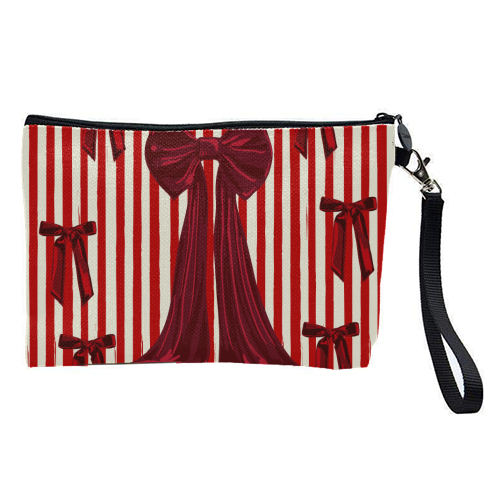 Retro Big Red Bows & Stripes Design - pretty makeup bag by EZbie