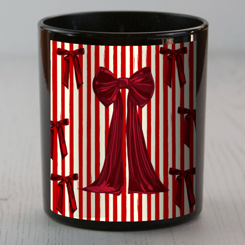 Retro Big Red Bows & Stripes Design - scented candle by EZbie