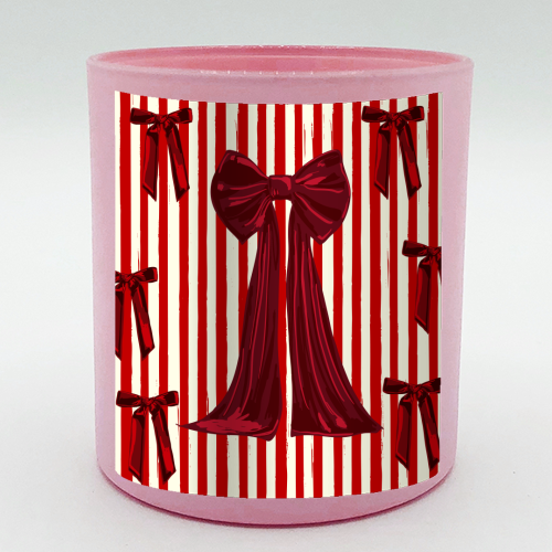 Retro Big Red Bows & Stripes Design - scented candle by EZbie