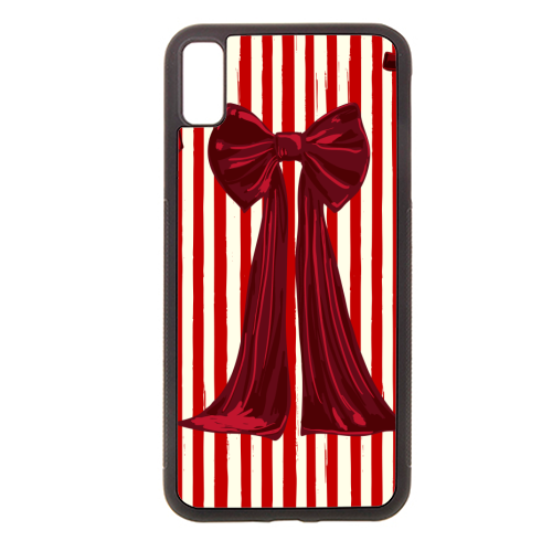 Retro Big Red Bows & Stripes Design - stylish phone case by EZbie