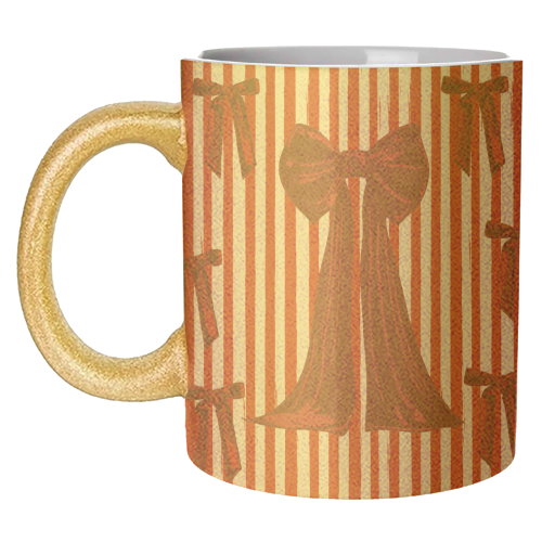 Retro Big Red Bows & Stripes Design - unique mug by EZbie
