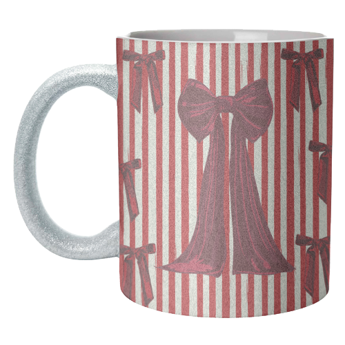 Retro Big Red Bows & Stripes Design - unique mug by EZbie