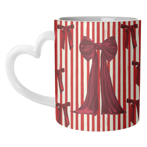 Retro Big Red Bows & Stripes Design - unique mug by EZbie