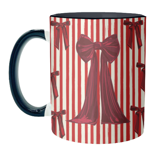 Retro Big Red Bows & Stripes Design - unique mug by EZbie