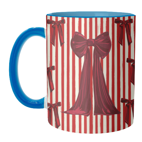 Retro Big Red Bows & Stripes Design - unique mug by EZbie