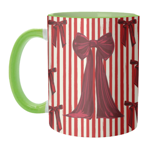 Retro Big Red Bows & Stripes Design - unique mug by EZbie