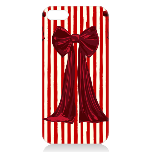 Retro Big Red Bows & Stripes Design - unique phone case by EZbie