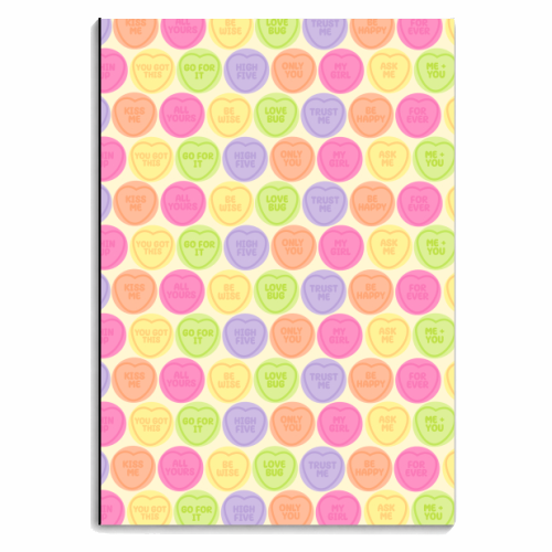Retro Candy Love Hearts - personalised A4, A5, A6 notebook by Nancy Pankhurst