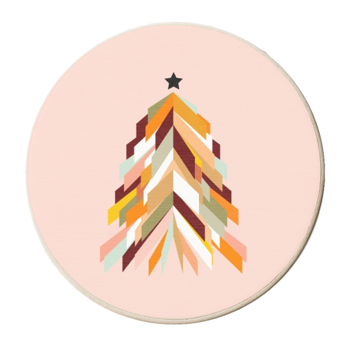 Retro Christmas Tree #festive - personalised beer coaster by Dominique Vari