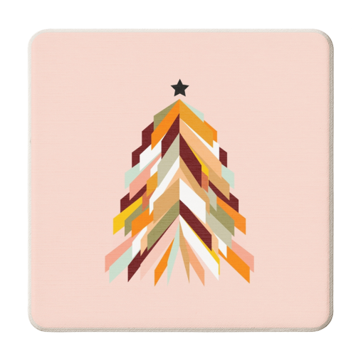 Retro Christmas Tree #festive - personalised beer coaster by Dominique Vari