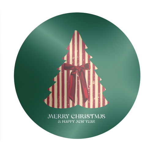 Retro Christmas Tree Greeting Illustration - Circle Sticker by EZbie