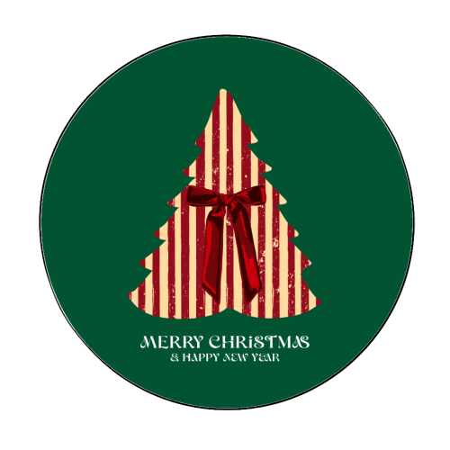 Retro Christmas Tree Greeting Illustration - Circle Sticker by EZbie