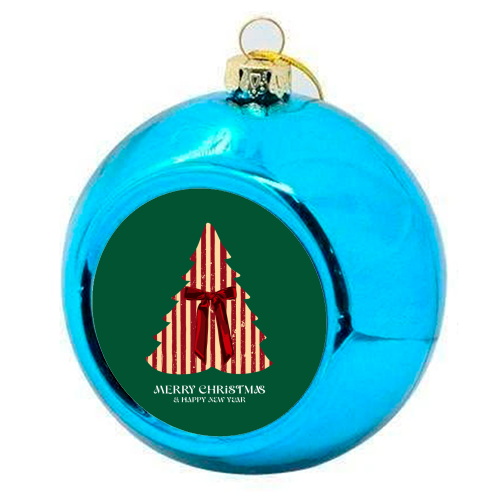 Retro Christmas Tree Greeting Illustration - colourful christmas bauble by EZbie