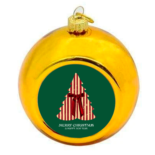 Retro Christmas Tree Greeting Illustration - colourful christmas bauble by EZbie