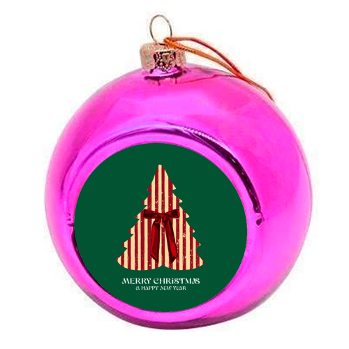 Retro Christmas Tree Greeting Illustration - colourful christmas bauble by EZbie