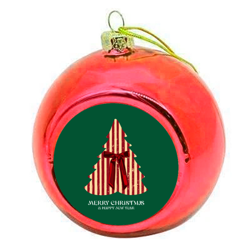 Retro Christmas Tree Greeting Illustration - colourful christmas bauble by EZbie