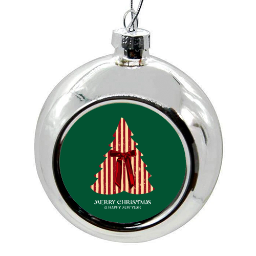 Retro Christmas Tree Greeting Illustration - colourful christmas bauble by EZbie