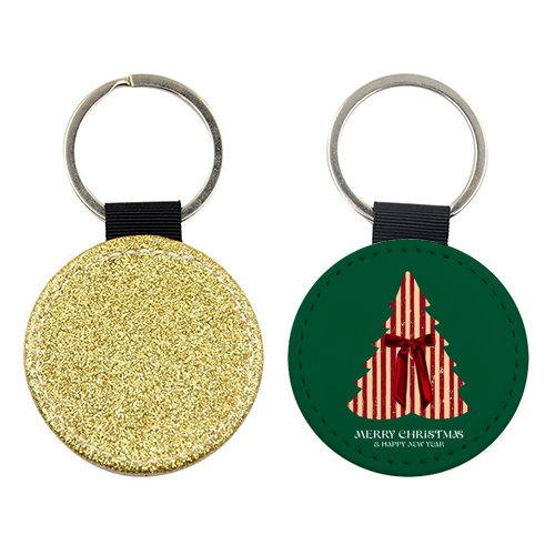 Retro Christmas Tree Greeting Illustration - keyring by EZbie