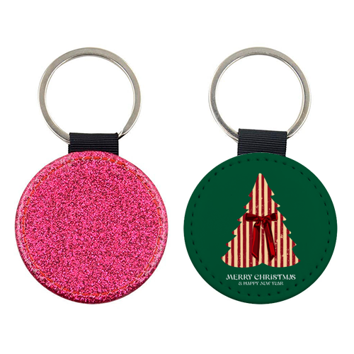 Retro Christmas Tree Greeting Illustration - keyring by EZbie